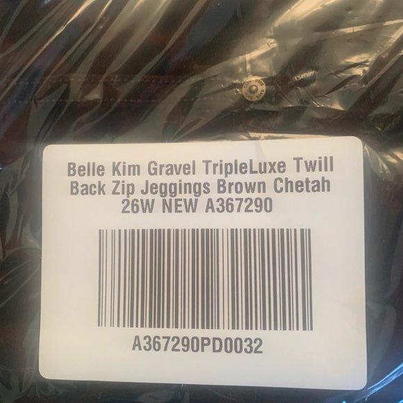 NWT BELLE BY KIM GRAVEL TRIPLELUXE TWILL BACK ZIP JEGGINGS BROWN CHETAH 26W - Picture 8 of 9